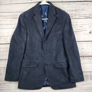Lauren Ralph Lauren Mens 36R Navy Blue Faux Suede Blazer Sport Coat Dog Lining